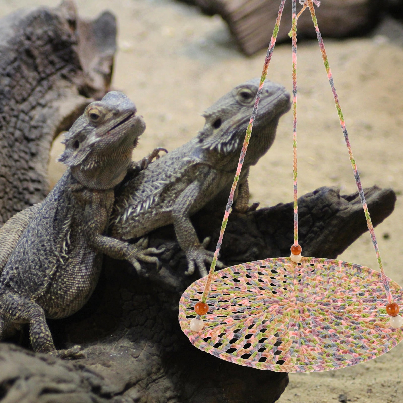HOOWIFFY Light Brown Cotton Rope Reptile Hammock for Snakes Lizards Bearded Dragons Expand Pet Space