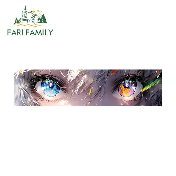 EARLFAMILY 5.1 Inch Anime Eyes Slap Car Sticker Fashionable Scratch-Proof Caravan Rearview Mirror Skateboard JDM Decal Waterproof Amusing Car Styling
