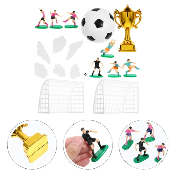 TEHAUX Soccer Player Figures Multi-Color Plastic Cake Decorations for Sports Themes 1Set