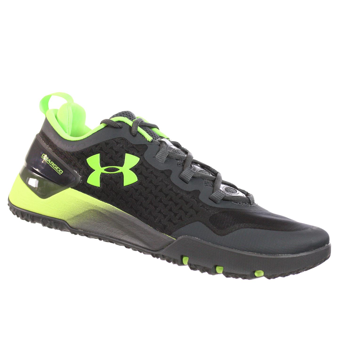 lime green and black under armour shoes