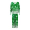 thumbnail image 3 of Tnhcen Women's Festive 2-Piece Christmas Snowflake Print Pajamas Set Cozy Soft V-Neck Long Sleeve Top Pants Set Nightwear Lounge Wear S-3XL, 3 of 4