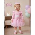 thumbnail image 6 of RUINIXCW Baby Girl Half Birthday Outfits Cake Embroidery Long Sleeve Round Neck Romper Tulle Skirt Bow Headband 3 Pcs Set, 6 of 9