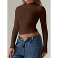 thumbnail image 5 of Womens Sexy Long Sleeve Round Neck Slim Basic T Shirt, 5 of 5