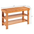 thumbnail image 2 of Costway 3 Tier Bamboo Shoe Rack Storage Bench Shelf Organizer Entryway, 2 of 10