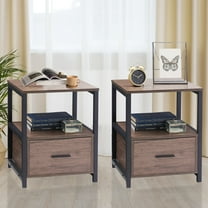 VECELO Javlergo (Set of 2) 1-Drawer Nightstand, Modern Square End Side Table for Bedroom, Living Room Coffee
