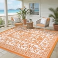 thumbnail image 2 of HIWEAVER Orange/White 8'x 10' Outdoor Rug Garden Decor Abstract Sun Pattern Carpet Plastic Straw Waterproof Reversible Patio Area Rug for Balcony Deck Picnic Portable Camping Mat, 2 of 8