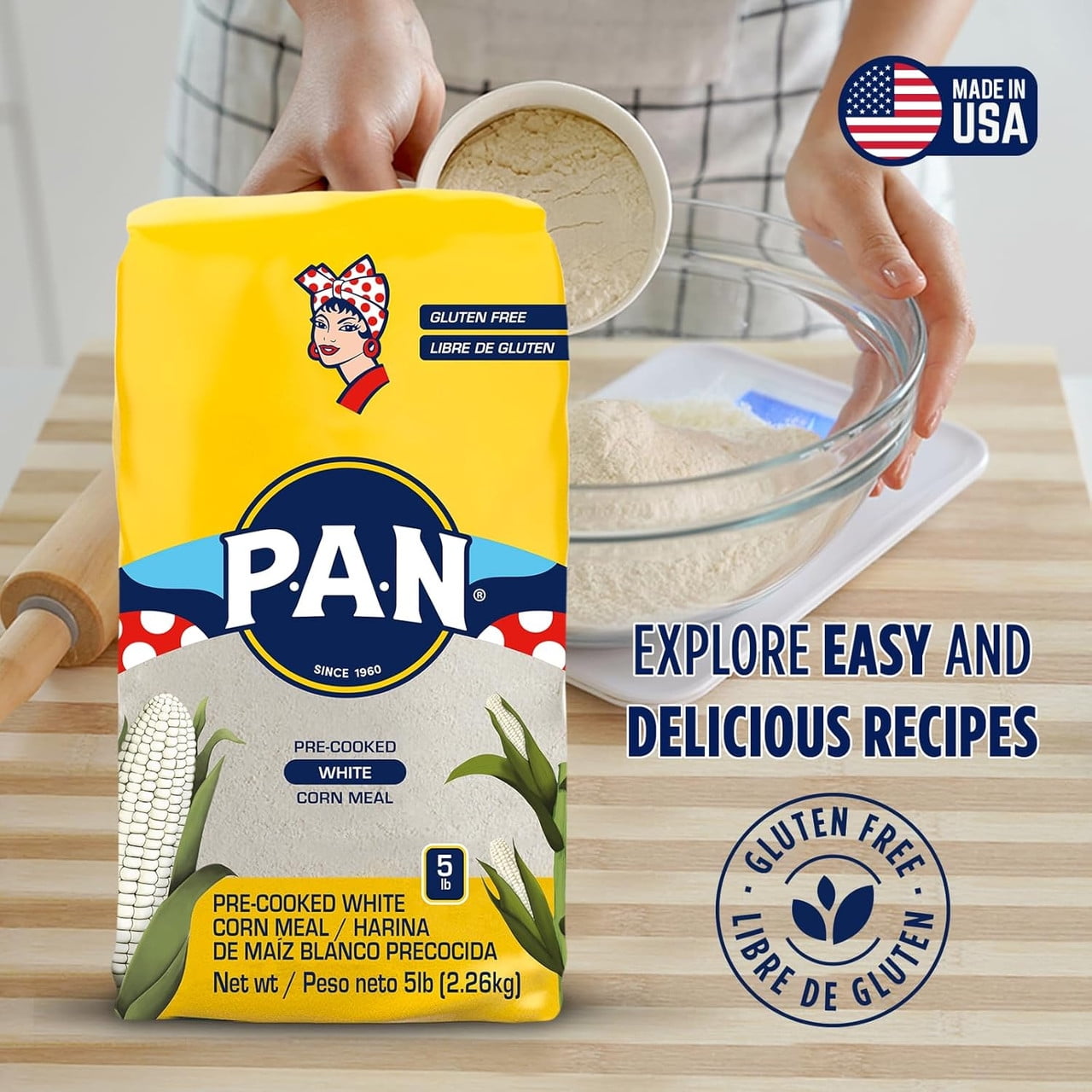 PAN White Corn Meal, Pre-Cooked Corn Flour for Arepas, Gluten Free & Kosher  Certified, 2.26kg / 5 lbs Bag - Walmart.ca