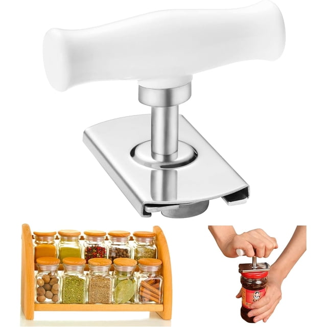 Manual Can Opener, Jar Opener for Arthritis Hands, Adjustable Diameter Jar Opener Stainless Steel Bottle Opener Anti Injury Lid Rotation Opener for Weak Hands Children Elderly Seniors