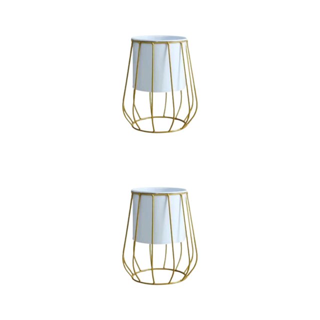 Moyic Maceta nórdica, maceta para plantas suculentas, soporte de exhibición, escritorio Simple de Metal para el hogar, jarrón de negocios, Farol Blanco 2piezas
