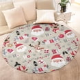 thumbnail image 4 of Beige Christmas Santa and Reindeer Pattern Round Blanket,Comfortable Soft Flannel Throw Blanket,All Season,Warm Lightweight Blankets for Sofa Bed Couch Living Room Chair 47"x47", 4 of 5