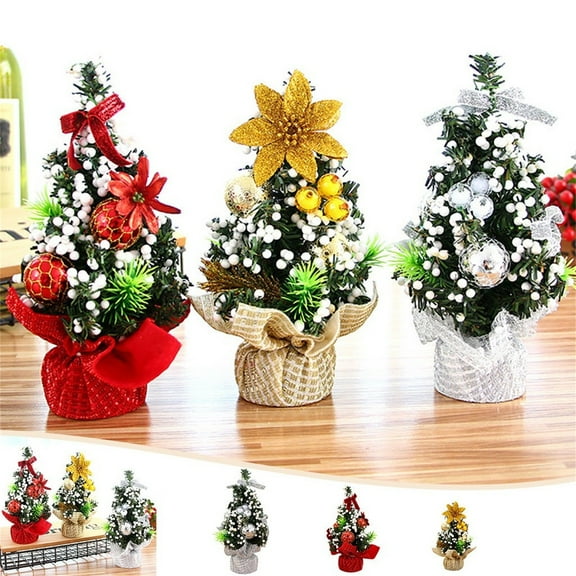 LHWEN Mini Christmas Tree 20cm Desktop Decoration Small Festival Tree Home Decor Luxurious Durable Unique Shape Holiday Ornament Indoor Display