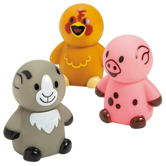 Fun Express 2 1/2" x 3" Mix & Match Plastic Farm Animal Toys – 12 Pc.