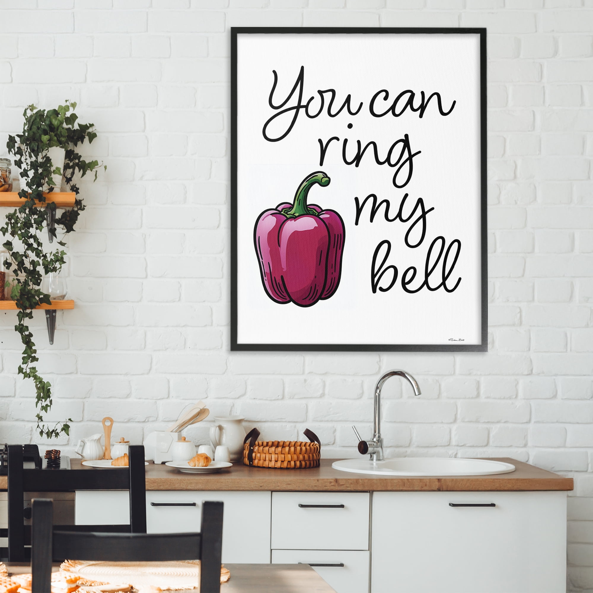 Stupell Industries Ring My Bell Pepper Black Framed Giclee Art, design by Susan Ball
