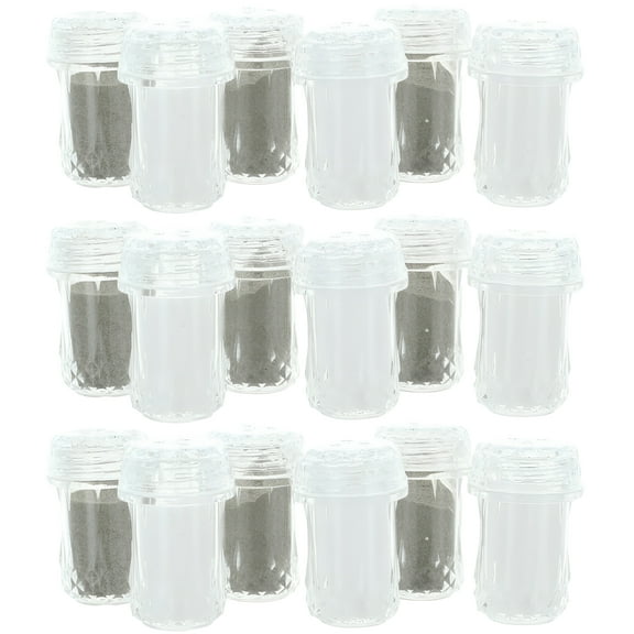 18 Piece Black Duck Brand Mini Salt and Pepper Shakers - Measures 1.75" X 1" - Plastic Crystal Looking (18)
