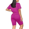 thumbnail image 5 of Cotonie Women's Athletic Set 2 Pieces Outfits Solid Color Casual Summer Short Sleeve Crew Neck Tops + Shorts Sweatsuit Sets, 5 of 8