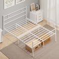 thumbnail image 3 of Yoneston Queen Size Metal Bed Frame with Headboard and Footboard Heavy Duty Bed for Bedroom, White, 3 of 8