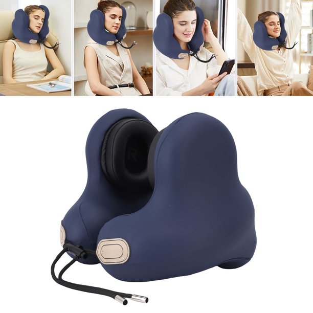 Almohada De Cuello Para Dormir De Viaje, Almohada De Cuello De Viaje Multifuncional Con Soporte De 360 grados PU Y Poliéster Para Tren