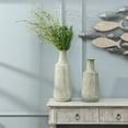 thumbnail image 3 of LuxenHome Set of 2 Vintage Gray and Green Metal Bottle Vases, 3 of 6