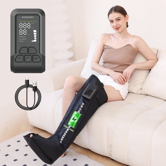 HMMSYLVA 1PC Full Leg Massager and Heat for circulation, Recovery Leg Boots Calf and Foot Compression Massager for Circulation and Pain Relief for Athletes