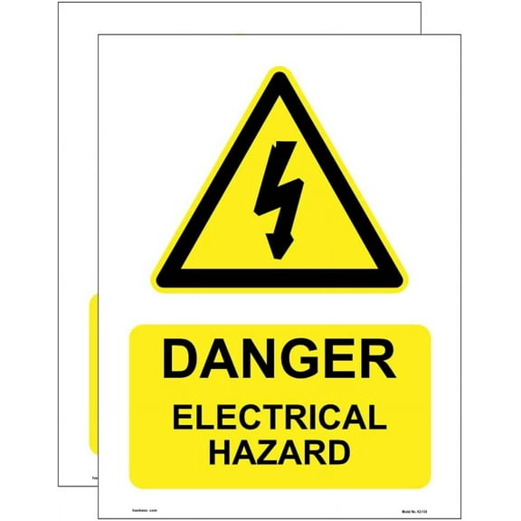 Haobase 2 Pcs Danger - Electrical Hazard Sign Stickers - Self Adhesive Vinyl -150 mm x 200 mm