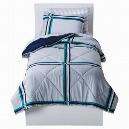 Room Essentials Twin XL Bed in Bag Blue Gray Plaid