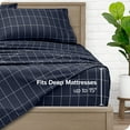 thumbnail image 4 of Bare Home Ensemble de Draps Ultra Doux - Premium 1800 Collection - Poches Profondes - 4 Pcs - Grand Lit, Quadrillé - Minuit/blanc, 4 of 8