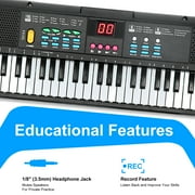 61 Keys Keyboard Piano, Electric Piano with Microphone Built-In Speaker 6 Demo Songs Gift Musical Instrument for Beginners, Teens (Black)