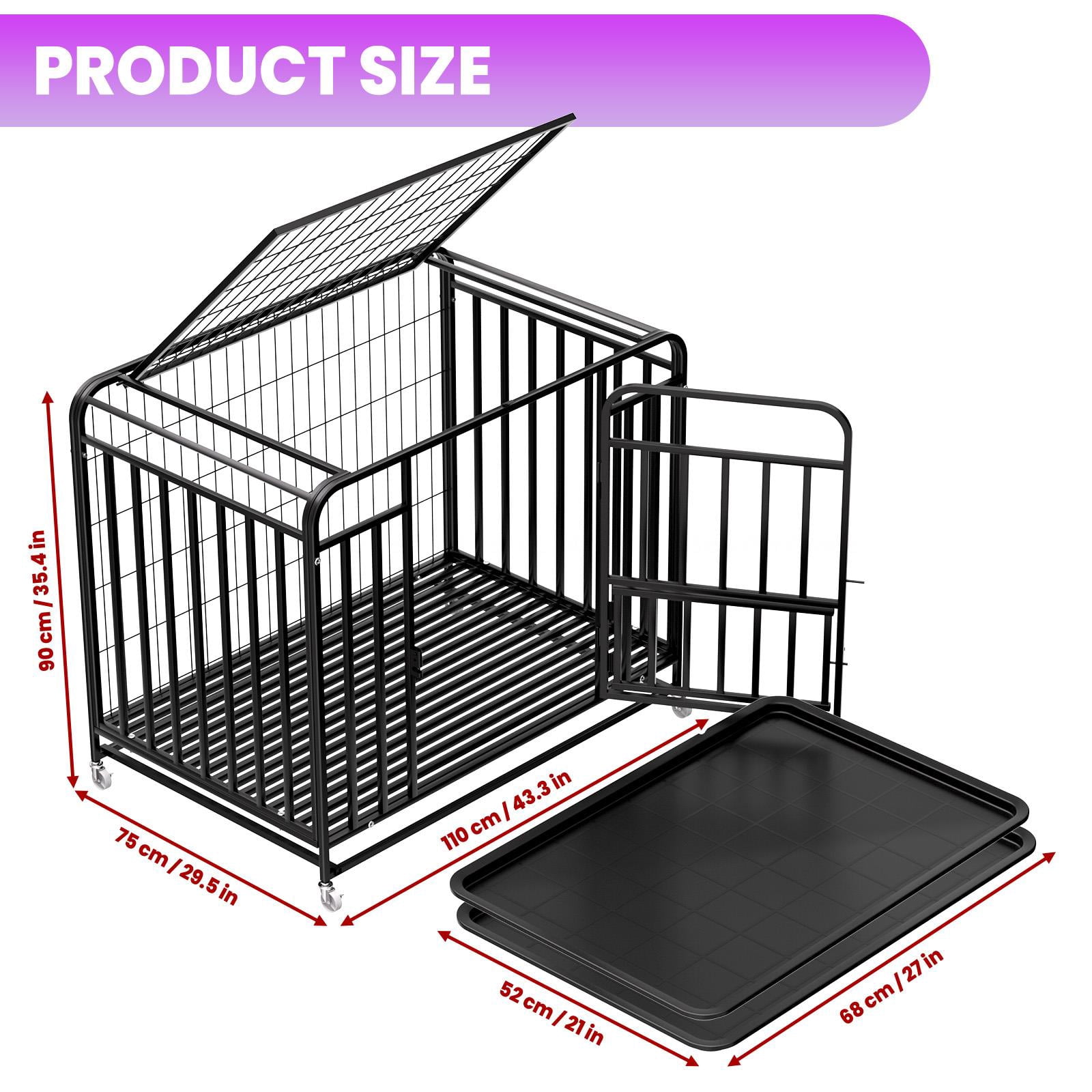 42-Inch Black Heavy Duty Dog Crate Built strong for dogs from small to large breeds. Ideal for training, relaxing at home, and portable use during travel.