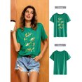 thumbnail image 4 of NFTOEIULA Women Clover Letter Print Crew Neck Short Sleeve T-Shirt, 4 of 7