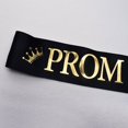 thumbnail image 4 of Fajas ""Prom King"" Y ""Prom Queen"" - Accesorios Para Fiesta De Graduación, Fiesta Escolar, Color Negro Con Estampado Dorado, 4 of 5