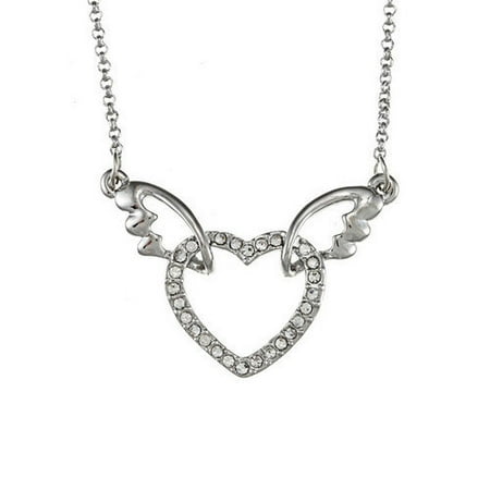 Trendbox Jewelry Overlay Crystal Heart with Wings Necklace