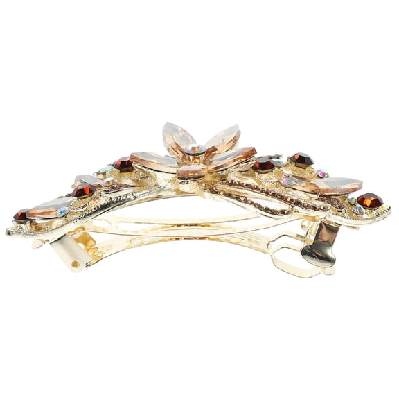 AURARMLET Golden Bridal Hair Clips with Sparkling Rhinestone Flowers for Sophisticated Hair Styling