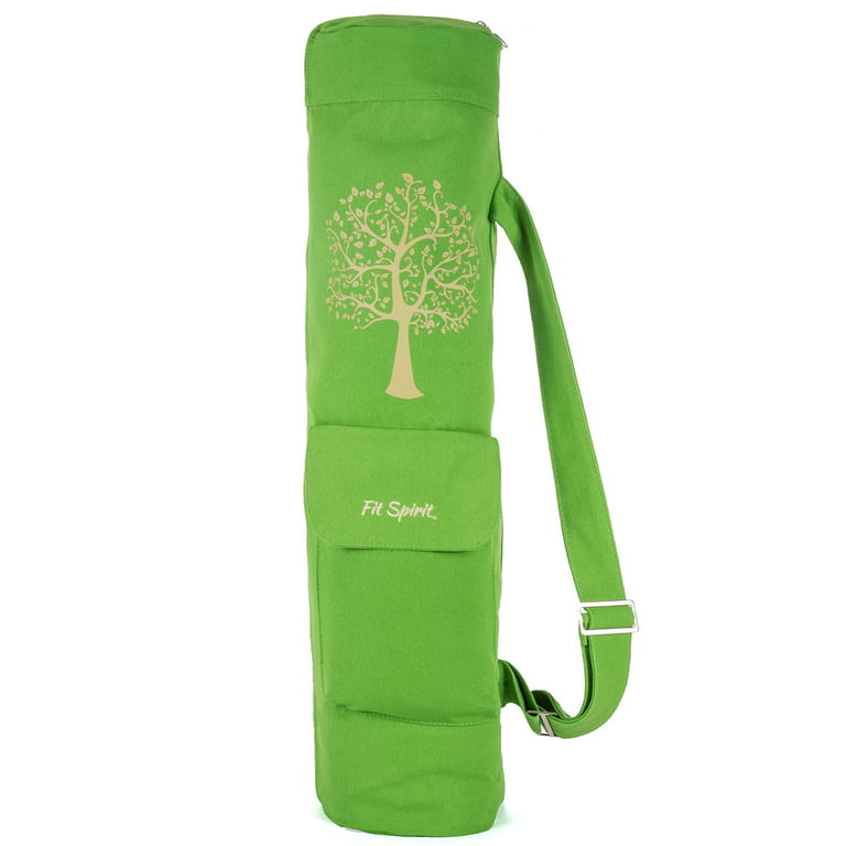 Fit Spirit Exercise Yoga Mat Bag w/ 2 Cargo Pockets - Green Tree