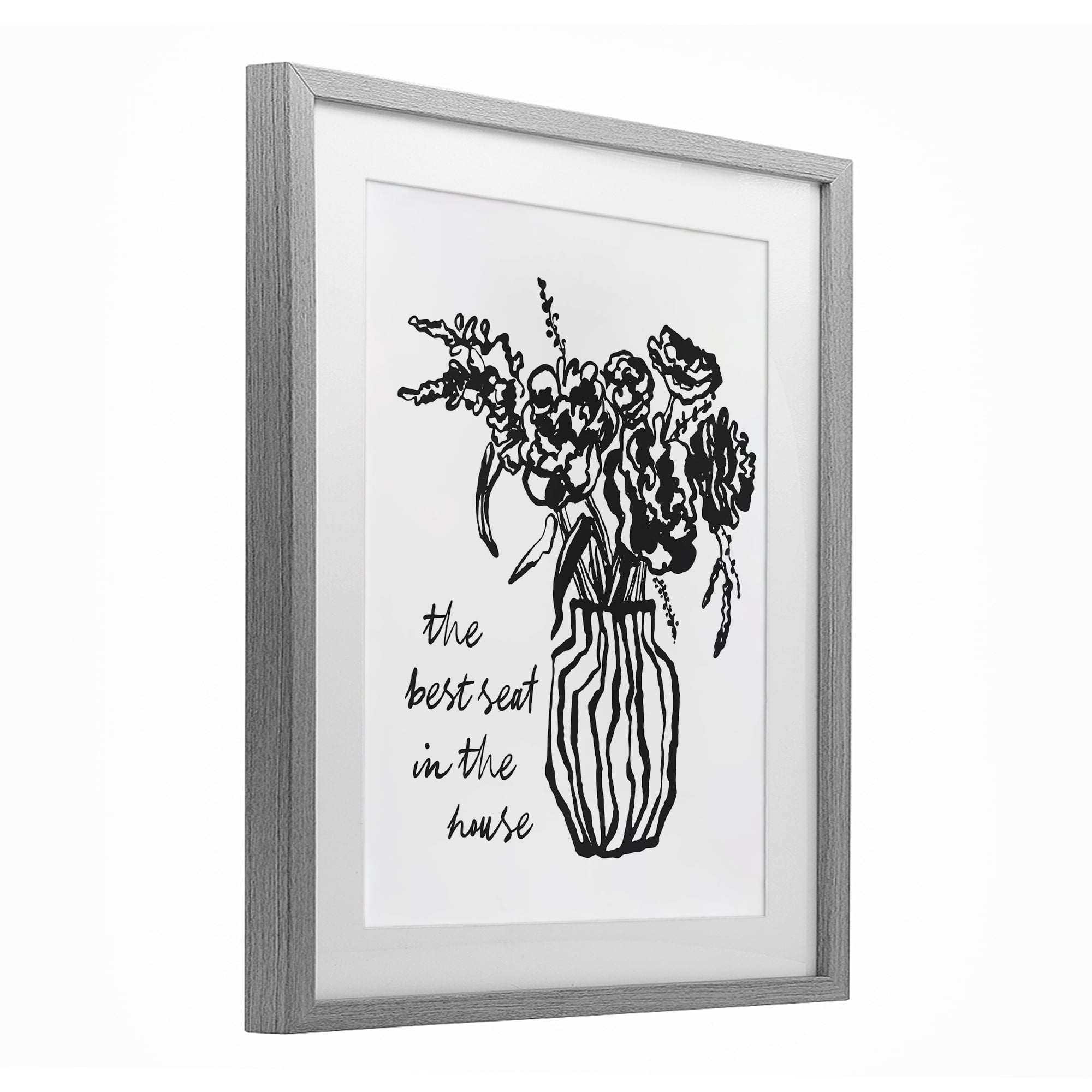 Stupell Industries Best Seat in House Bathroom Gray Framed Print Under Glass, design by Lettered and Lined