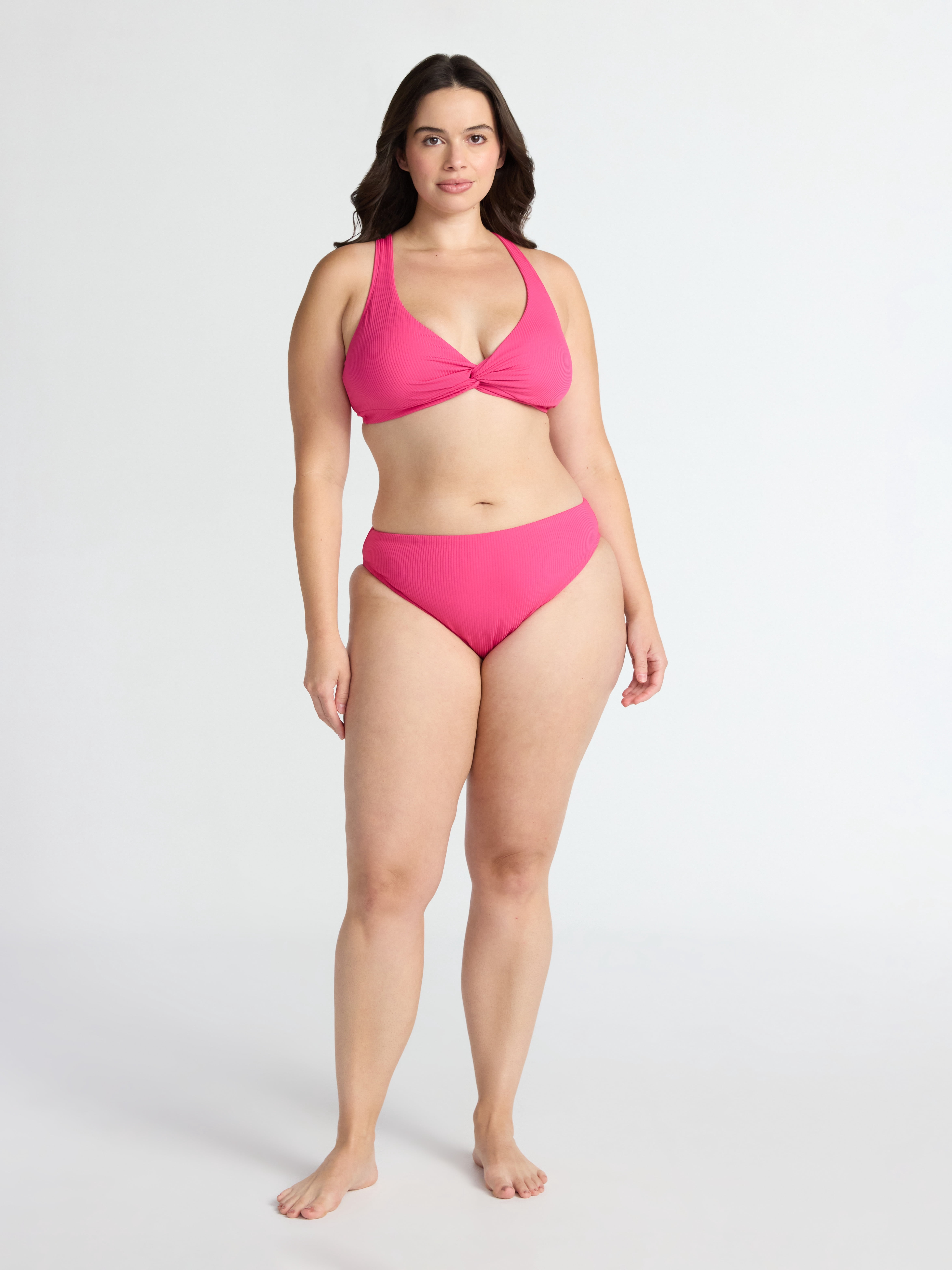 Time and Tru Women’s and Women's Plus High Cut Mid Rise Bikini Bottoms, Sizes XS-2X