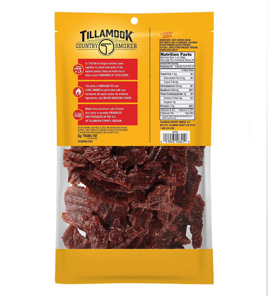 Tillamook Natural Old Fashioned Beef Jerky, 12 Oz Pouch