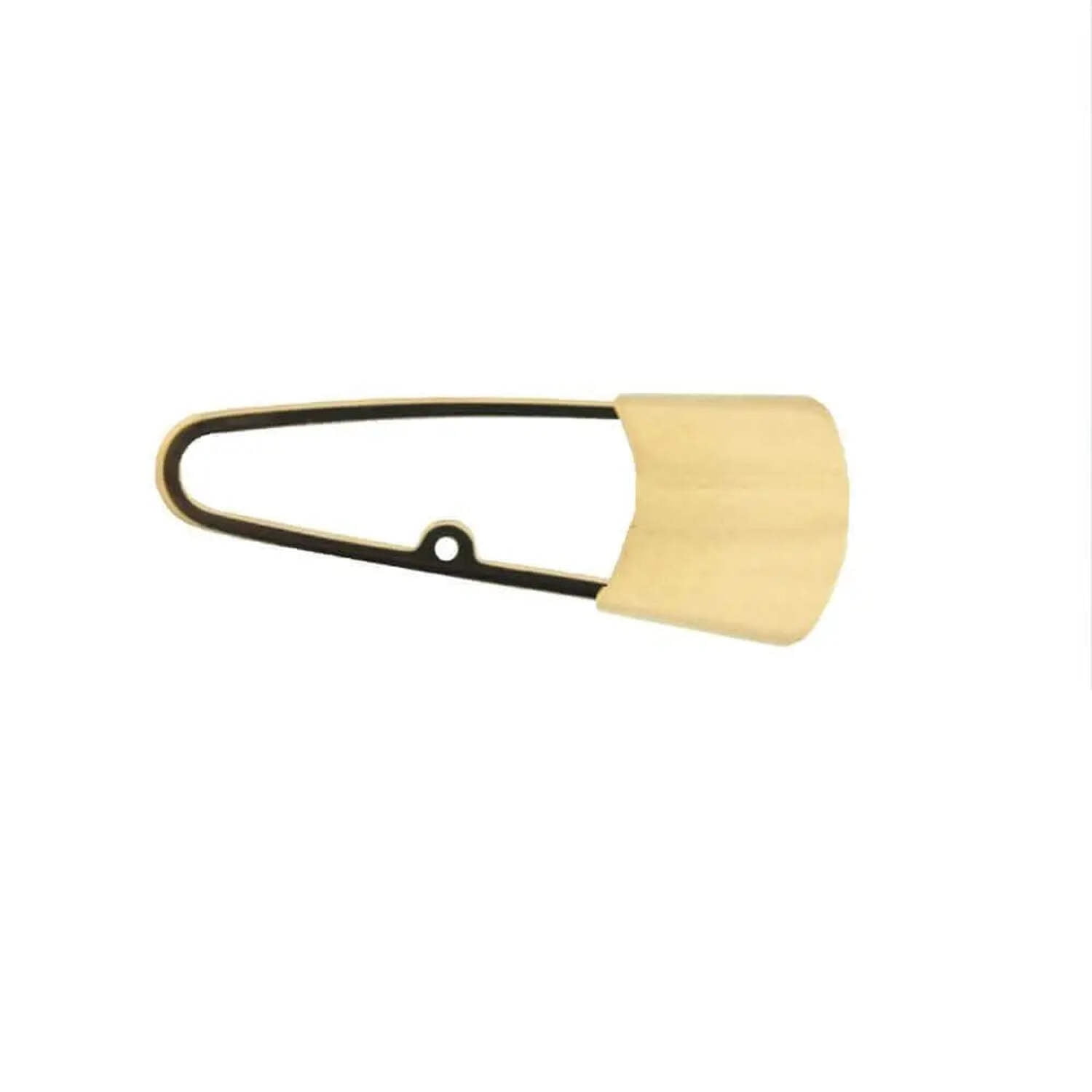 18K Solid Yellow Gold Safety Large Pin with center ring 1.10 x 0.39 inch