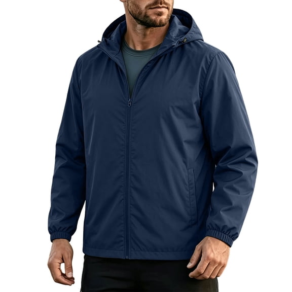 FchengtaiS Men's Packable Rain Jackets Full Zip Up Hooded Windbreakers Lightweight Raincoats for Outdoor Sports