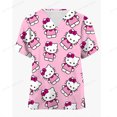 thumbnail image 2 of Ropa de enfermería para mujer, talla 5XL, camiseta de enfermería con estampado de Hello Kitty, camisetas informales de manga corta con cuello en V y bolsillo, uniforme de enfermería para mujer, 2 of 4