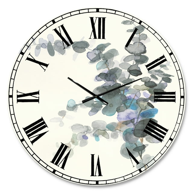 Designart 'Grey Watercolor Flower III' Traditional wall clock