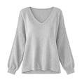 thumbnail image 5 of Liuinsasek Womens Winter V Neck Knitted Sweater Fashion Casual Basic Solid Lightweight Soft Basic Casual Pullover Top for Spring Fall Winter, 5 of 10