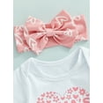 thumbnail image 6 of Bagilaanoe Newborn Baby Girls 3 Pieces Outfits Letter Print Pink Short Sleeve Romper Tops + Shorts + Headband 3 6 12 18 Months Summer Casual Set, 6 of 8