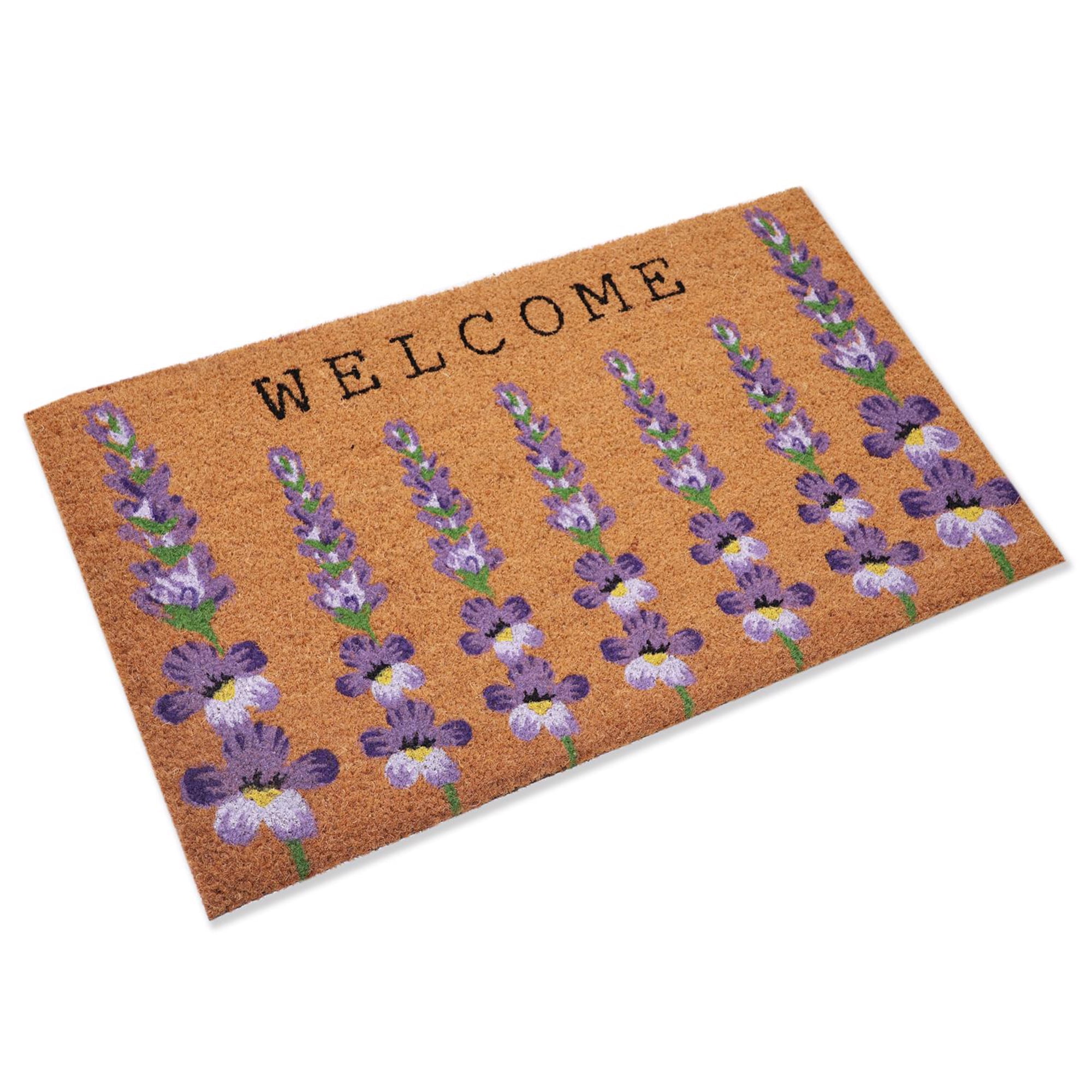First Concept 18 in. W X 30 in. L Natural Floral Coir Door Mat