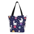 thumbnail image 2 of Kdxio Lama in Space Women Reusable Grocery Bags Foldable Ripstop,Reusable Shopping Bags for Shopping,Gym,Gift, 2 of 7