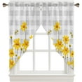 thumbnail image 2 of Floral Swag Valance Curtains Yellow Honey Bee Summer Flowers Gray Plaid Rod Pocket Kitchen Curtains Scalloped Window Treatment Valances Swag Curtains For Living Room 1 Pair 28"w X 36"l, 2 of 8