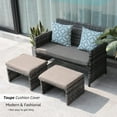 thumbnail image 4 of Outdoor Loveseat Patio Furniture Rattan Conversation Set, with Ottoman, Pillows Included, Grey Wicker, White Cushions, 4 of 10