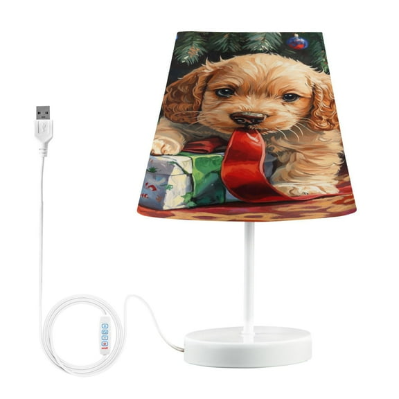 BZSMCE Table Lamp Creative Puppy with Christmas Presents Simple Pattern Night Light