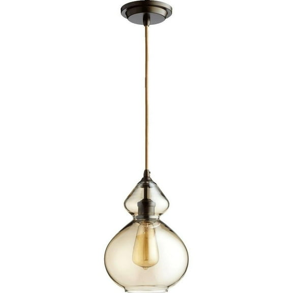 1 Light Pendant in Transitional Style 7.75 inches Wide By 11.25 inches High-Oiled Bronze Finish-Amber Glass Color Bailey Street Home 183-Bel-1671805