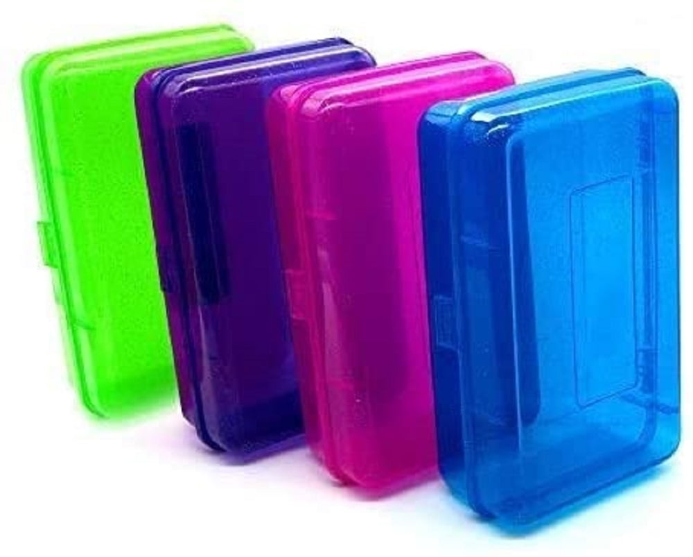 Emraw Assorted Color Glitter Pencil Box W/Snap Close, 4pk New