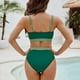 thumbnail image 3 of Conjunto de Bikini de Cintura Alta para las Mujeres Bloque de Color Cruzando Suspensiones, Traje de Baño de Moda sin Espalda Sexy, 3 of 8